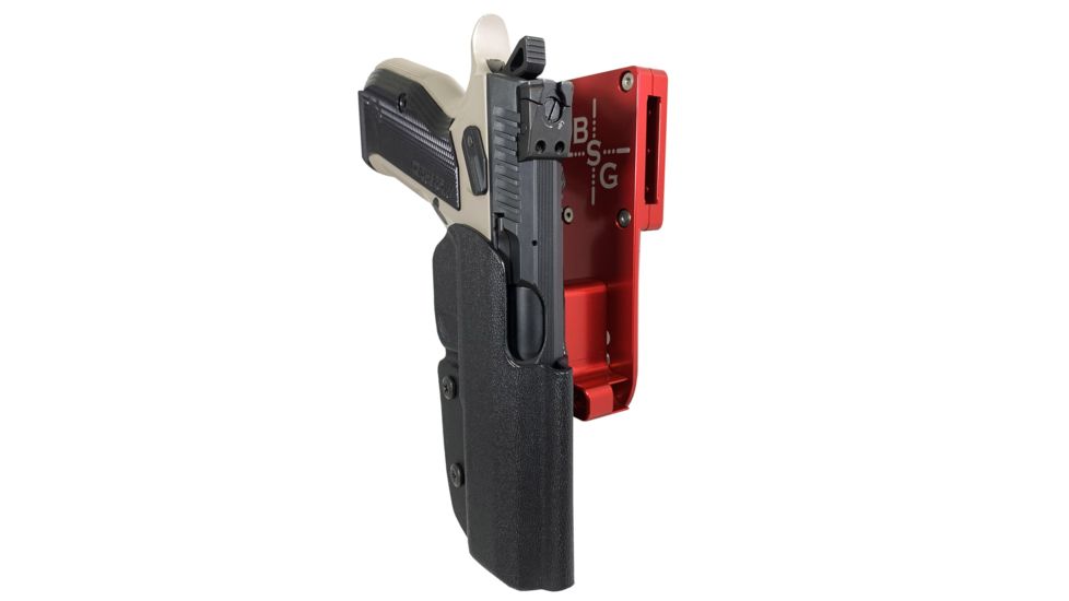 Black Scorpion Outdoor Gear Pro Heavy Duty Competition Holster, Right Hand, CZ Shadow 2, 4.89in Barrel, 1.5 - 1.75in Belts, Kydex/ 6066 Aluminum, Black/Red, HCD2-USPSABS-CZBKRH