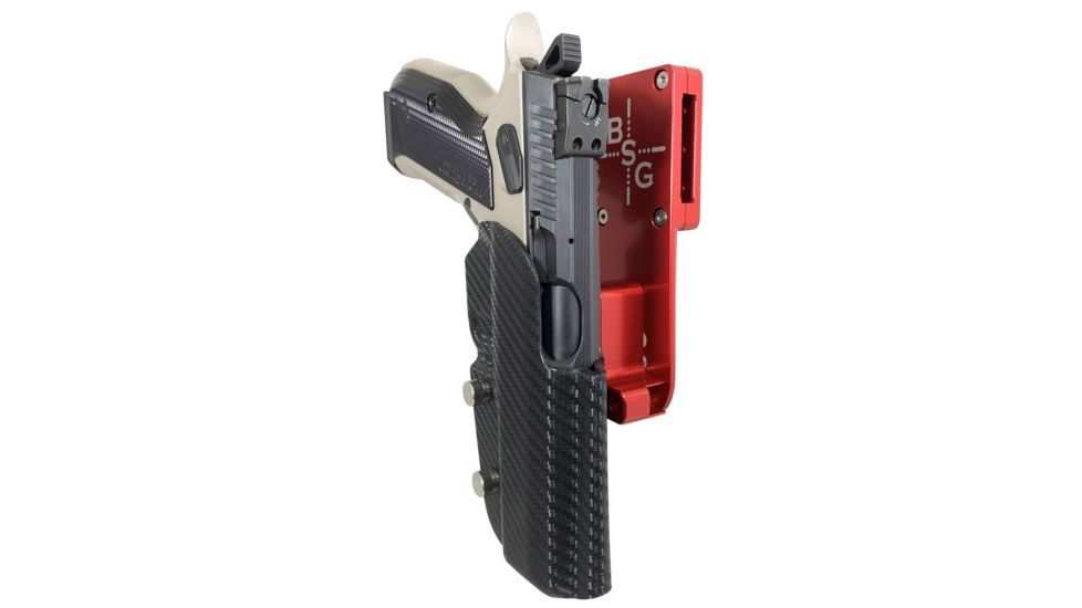 Black Scorpion Outdoor Gear Pro Heavy Duty Competition Holster, Right Hand, CZ Shadow 2, 4.89in Barrel, 1.5 - 1.75in Belts, Kydex/ 6066 Aluminum, Carbon Fiber/Red, HCD2-USPSABS-CZCFRH