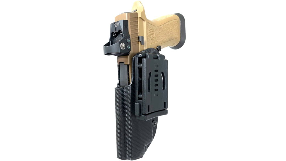 Black Scorpion Outdoor Gear Pro IDPA Competition Holster, Right Hand, SIG Sauer P320, 3.9 - 5in Barrel, 1.5 - 1.75in Belts, Kydex, Carbon Fiber, HC03-IDPA-P320X5CFRH