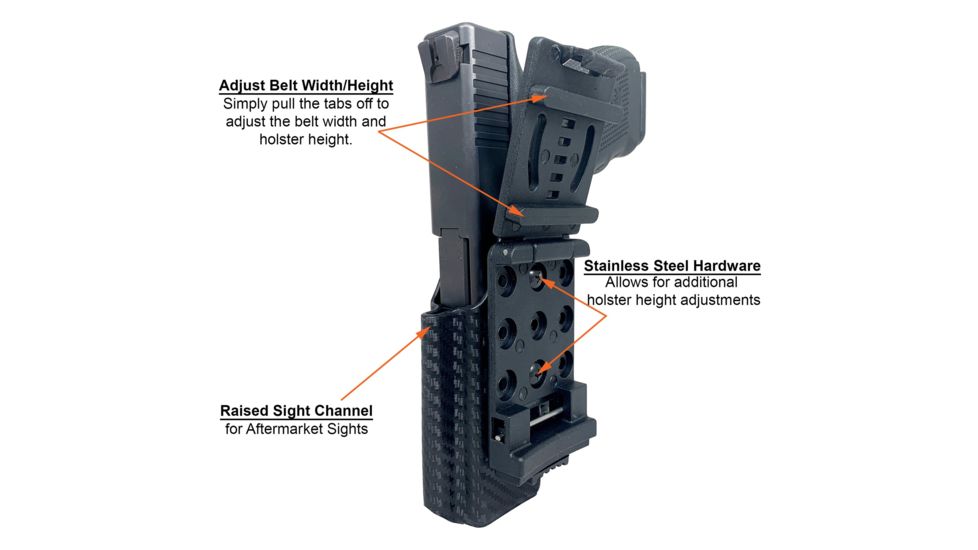 Black Scorpion Outdoor Gear Pro IDPA Competition Holster, Right Hand, SIG Sauer P320, 3.9 - 5in Barrel, 1.5 - 1.75in Belts, Kydex, Carbon Fiber, HC03-IDPA-P320X5CFRH