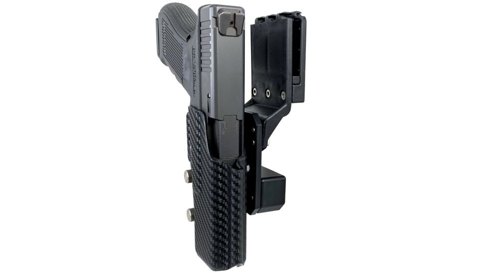 Black Scorpion Outdoor Gear Pro USPSA Competition Holster, Right Hand, GLOCK 17/ 19/ 19X/ 22/ 45, 4.02 - 4.49in Barrel, 1.5 - 1.75in Belts, Kydex, Carbon Fiber, HC04-USPSA-GL17CFRH