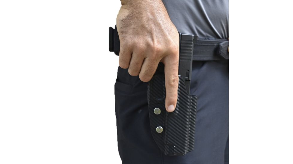 Black Scorpion Outdoor Gear Pro USPSA Competition Holster, Right Hand, GLOCK 17/ 19/ 19X/ 22/ 45, 4.02 - 4.49in Barrel, 1.5 - 1.75in Belts, Kydex, Carbon Fiber, HC04-USPSA-GL17CFRH