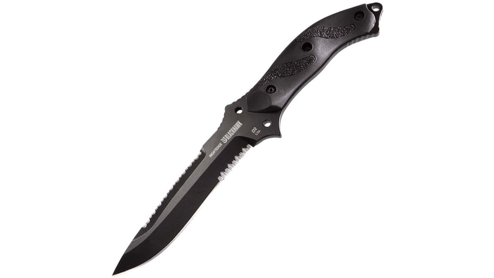 BlackHawk Nightedge Fixed Blade Knife, 5.88in, D2 Tool Steel, Zytel w/ 3M Grip Tape Inserts Handle, Black, BH15NE10BK