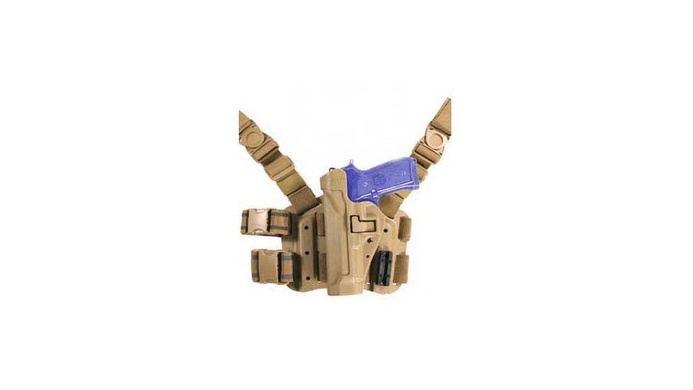 BlackHawk SERPA Right Hand USMC Medallion Thigh Holster, Coyote Tan, Beretta 92/96