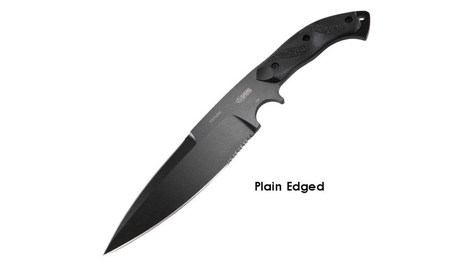 Blackhawk Tatang Black Fixed Blade, Plain, Black FRN Handle, Sheath BH-15TT00BK