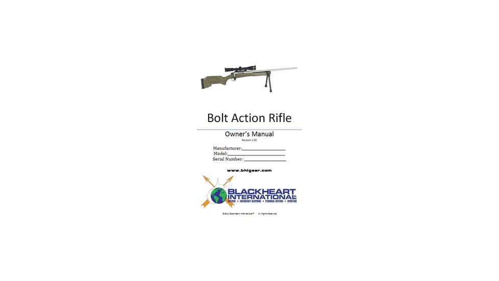 Blackheart Bolt Action Rifle Owner's Manual For Remington 700