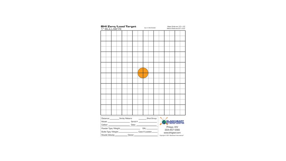 Blackheart Zero/Load Targets 1 Inch Color Bullseye Measures 8.5x11 Inches 25 Pack