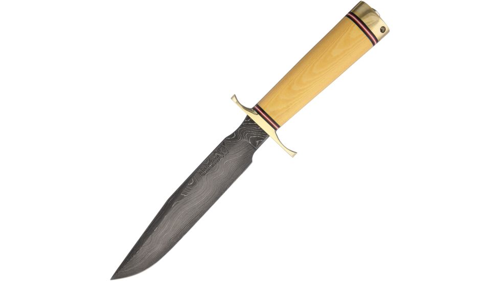 Blackjack Classic Model 7 Damascus Fixed Blade Knife, 6.75in, Damascus Steel, Standard Edge, Antique Ivory, Micarta Handle BCB7DMAI