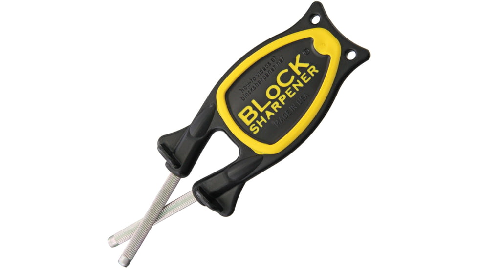Block Sharpener The Block Knife Sharpener Y/B, 5.5 overall, Black and yellow polypropylene and thermal plastic, BLACK / YELLOW