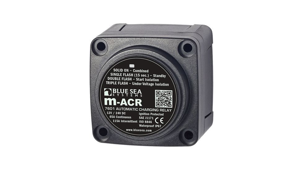 Blue Sea Systems Automatic Charging Relay, 65A. 12/24V, Black BS-7601