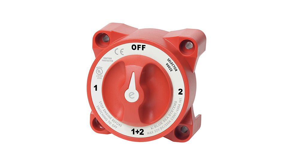 Blue Sea Systems E Ser. Batt Sw, 1-2-Off-Both, AFD, Red BS-9002E