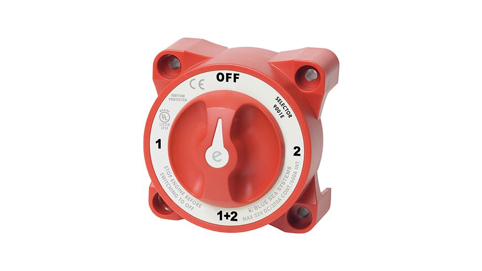 Blue Sea Systems E Ser. Batt Sw, 1-2-Off-Both, Red BS-9001E