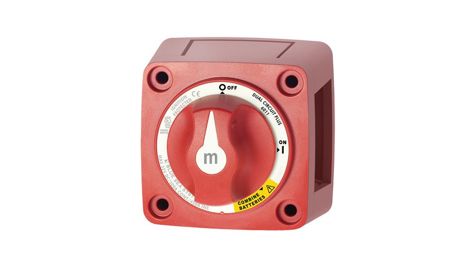Blue Sea Systems Mini Batt Sw, 2 Ckt On-Off-Both, Red BS-6011