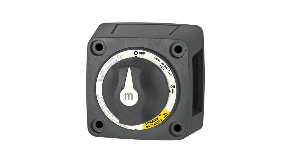 Blue Sea Systems Mini Batt Sw 2 Ckt On-Off-Both, Black BS-6011200