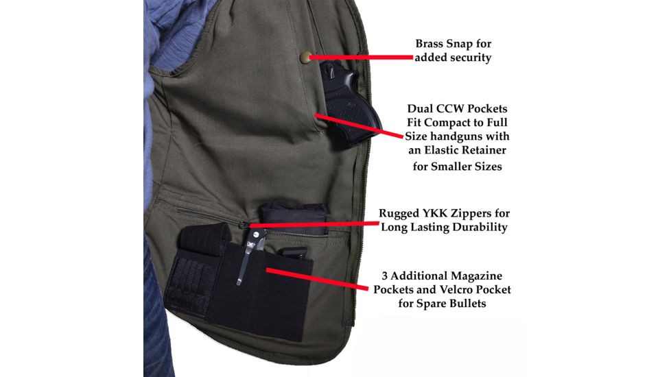 Blue Stone Safety Olive Concealment Vest, Olive, Xl C565-004, EDEMO1