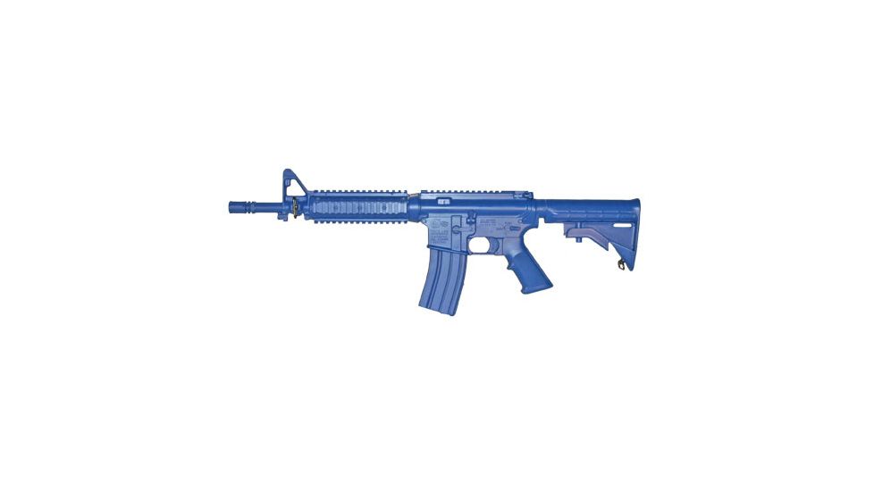 Blueguns Colt M4 Commando Training Guns, Unweighted, w/o Light/Laser Attachment, Rifle, Flat Top Closed Stock, Fwd Rail, Blue, FSM4CFTRCS