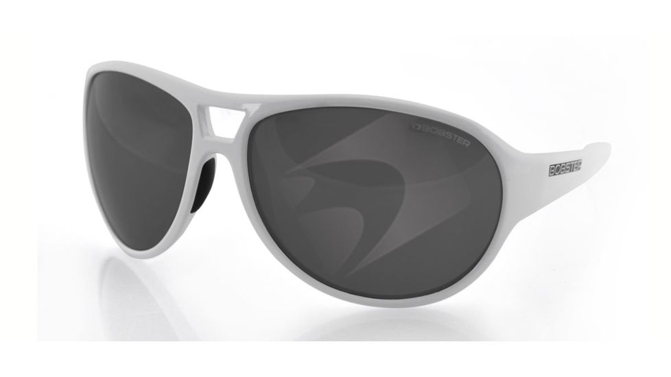 Bobster Criminal Sunglasses, White Frame, Anti-fog Smoked Lenses ECRI002AR