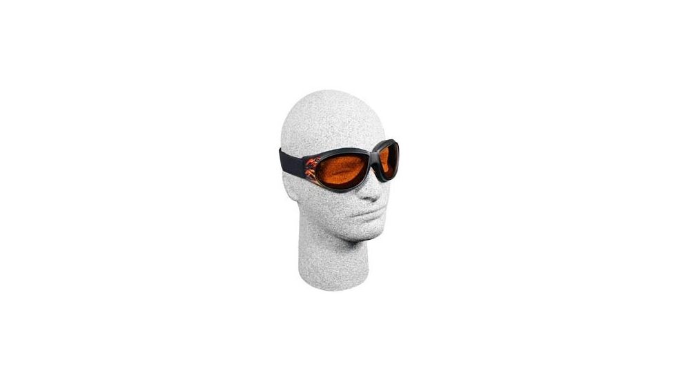 Bobster Cruiser Goggles, Black Frame w/ Flames BCA0F1A w/ Amber Lenses