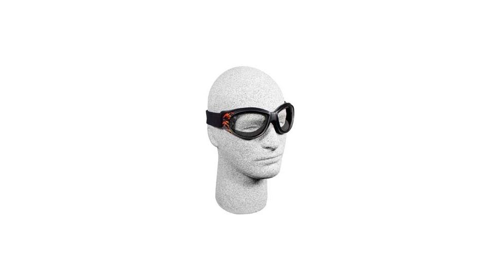 Bobster Cruiser Goggles, Black Frame w/ Flames BCA0F1C w/ Clear Lenses