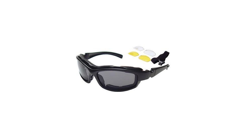 Bobster Road Hog Action Eyewear Convertible Goggles / Sunglasses w/ 3 Lens Set, Black Frame BRH001AC