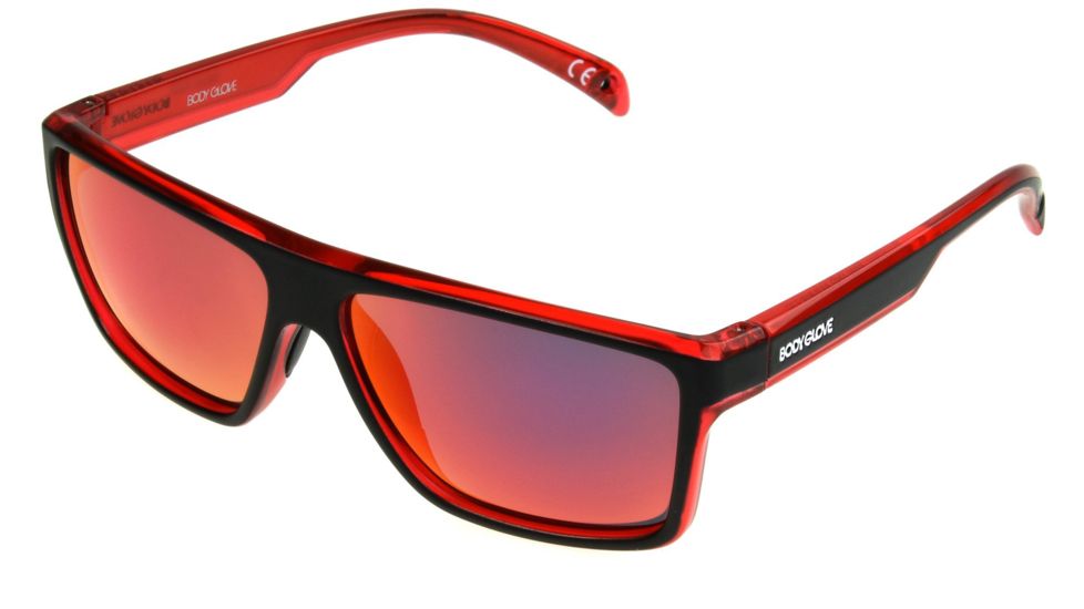 Body Glove BGFL 1801 Sunglasses, Red Crystal Frame, Smoke with Red Mirror Polarized Lenses, 10241830.QTM