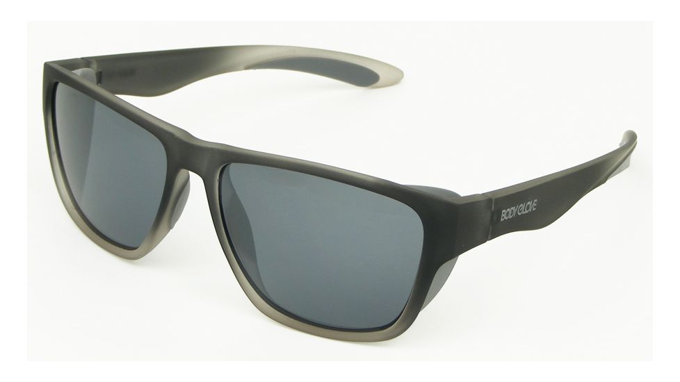 Body Glove Brosef Sunglasses, Dark to Light Grey Rubberized Crystal Frame, Smoke with Silver Flash Lens, 10224902.QTM