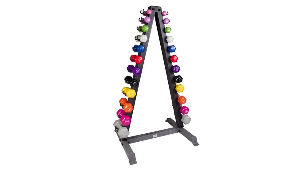 Body Solid Rack W/12 Pair Vinyl Dumbbells 1-15Lbs GDR24-VPACK