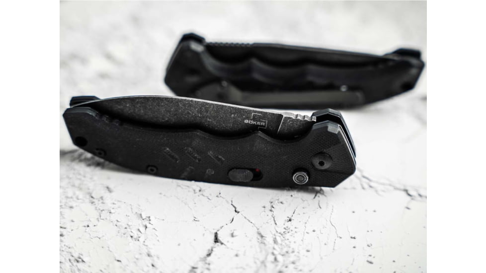 Boker 01BO796 Intention II 3.35 Folding Dagger Plain D2 Steel Blade Black G10