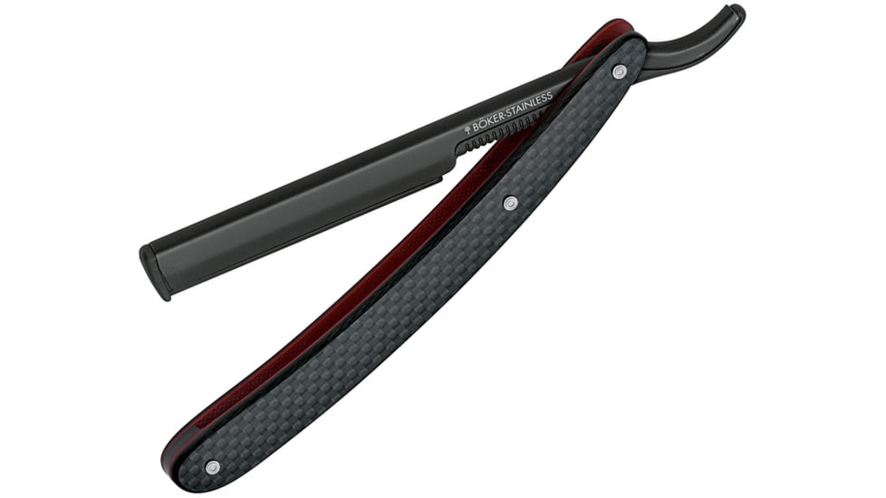 Boker Barbarette Folding Razor, 3 blade, Carbon fiber handle, 140909