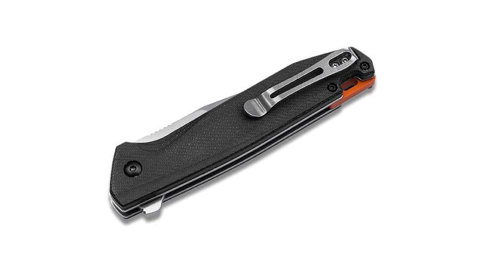 Boker Magnum Border Forest Folding Knife, 3.38in Satin 440A Stainless Steel, Clip Point Blade, Black Canvas Micarta Handle, 01SC719