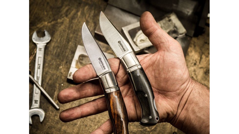 Boker Boxer Desert Ironwood 3in Folding Knife, N690, Desert Ironwood, Brown, 111025