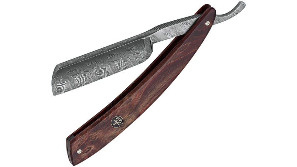 Boker Damascus Razor Birch Folding Knife, 3 Damascus steel blade, Curly Birch handle, 140610DAM