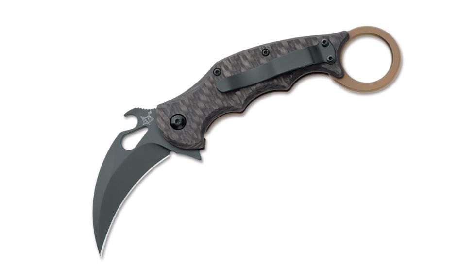 Fox 599Tic 5 Folding Knife, 2.55in, N690, ELMAX, Black, FX-599 TIC
