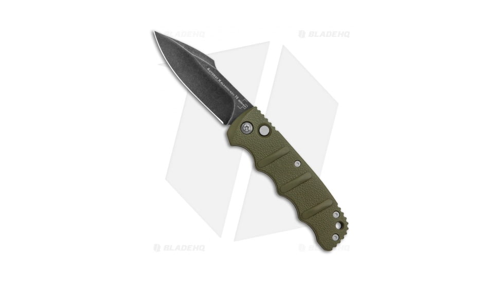 Boker Kalashnikov Automatic Folding Knife, 3.25in, D2, Dagger Blade, Aluminum OD Green Handle, Black/OD Green, 7.625in, BHQ-103271