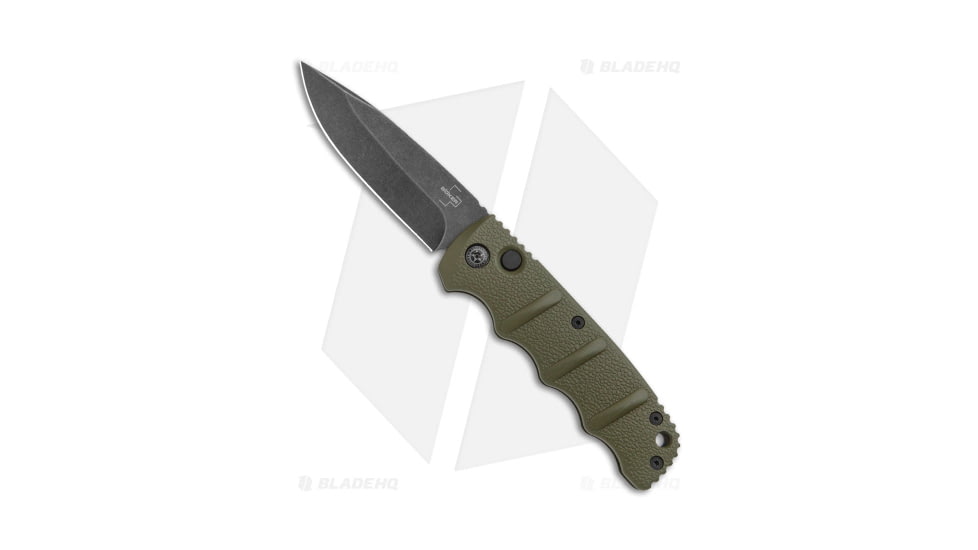 Boker Kalashnikov Automatic Folding Knife, 3.25in, D2, Drop Point Blade, Aluminum OD Green Handle, Black/OD Green, 7.50in, BHQ-144761