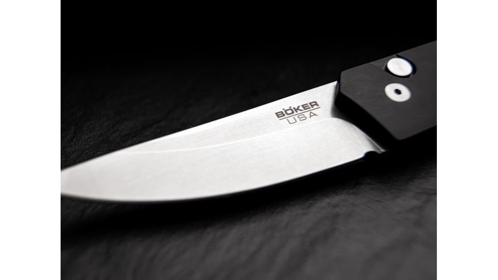 Boker Kwaiken Automatic Folding Knife, 3in, 154CM Steel, Aluminum Handle, Black, 01BO254