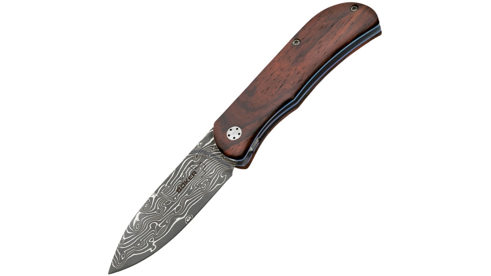 Boker Plus Exskelibur II Linerlock Folding Knife, 2.75 Damascus steel spear point blade, Cocobolo wood handle, 01BO223DAM