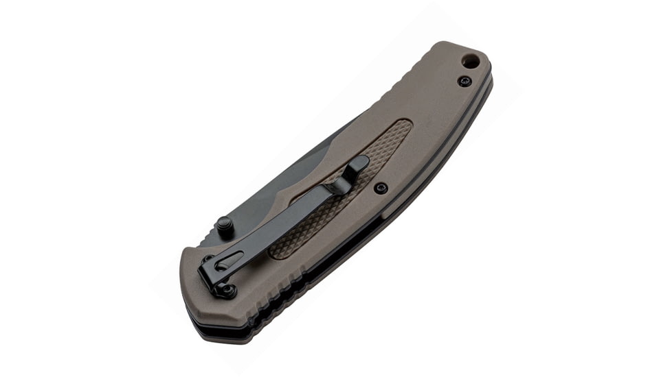 Boker Plus Gemini NGA Coyote Folding Knife, 3.5in Black Vg-10 SS Drop Point, Coyote Brown Rubberized Frn Handle, Thumb Stud, Pocket Clip, Coyote brown, 01BO501