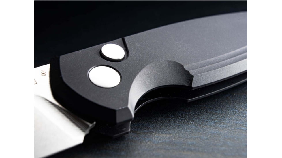 Boker Plus Karakurt Automatic Folding Knife, 3.07in, 154CM, Uncoated Blade, Aluminum Black Handle, 01BO363