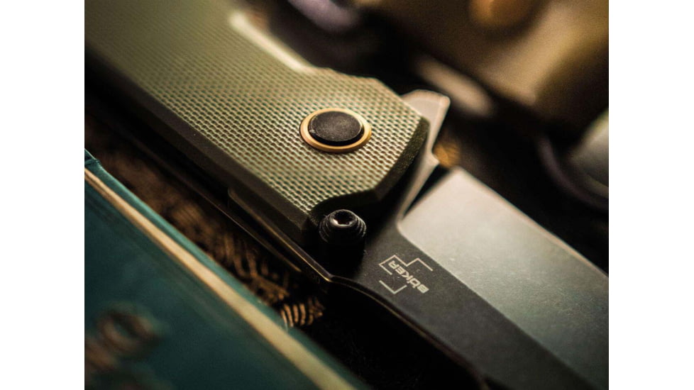 Boker Plus Kihon Assisted Opening Folding Knife, 3.34in, D2, Harpoon Blade, G10 OD Green Handle, 01BO164