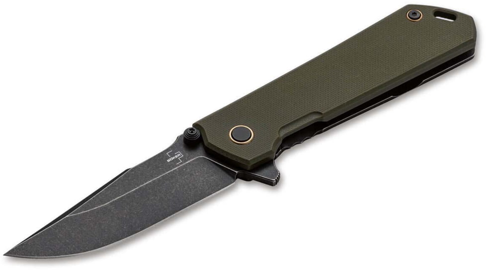 Boker Plus Kihon Assisted Opening Folding Knife, 3.34in, D2, Harpoon Blade, G10 OD Green Handle, 01BO164