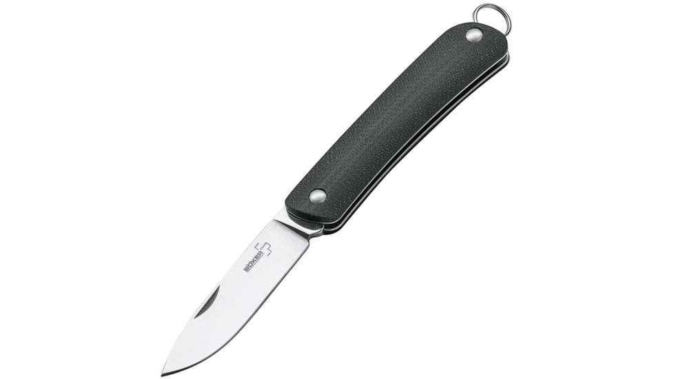 Boker Plus Mini Tech Tool 1 Slip Joint Folding Knife, 2in Satin 12C27 Sandvik SS Blade, Black G10 Handle, Slip Joint, Fixed Loop And Keyring, Black, 01BO870