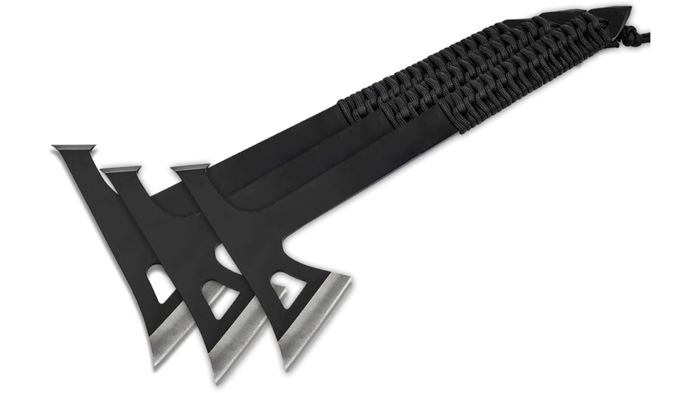 Boker Plus Mohican Tomahawk Set, 11in Overall, 5.25in Black 3Cr13 Stainless Axe Head w/ 2.38in Cutting Edge, Black Cord Wrapped Handle, Nylon Belt Sheath, 09BO330