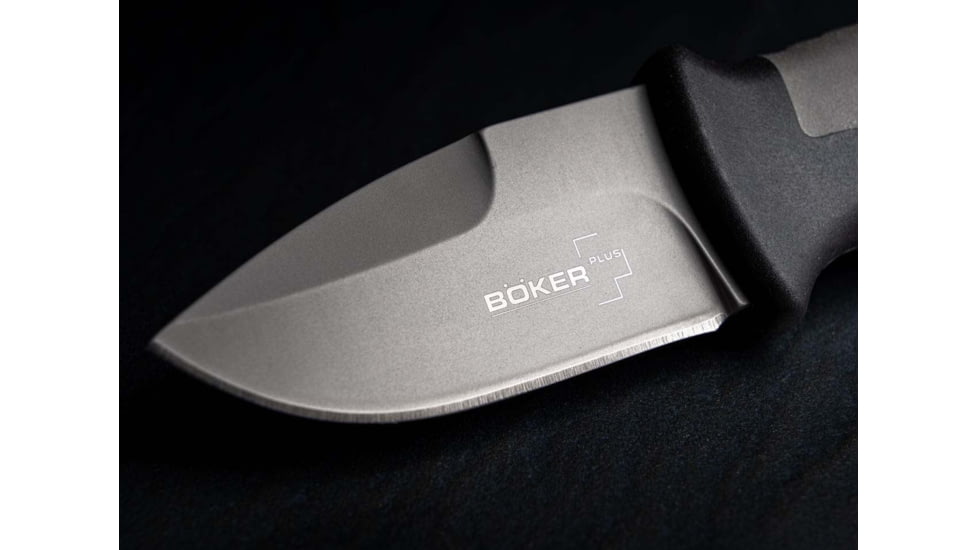 Boker Plus Outdoorsman Mini Fixed Blade Knife, 2.24in, 12C27, FRP Grey Handle, 02BO024