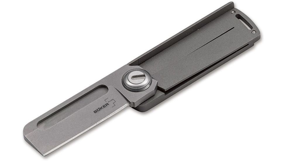 USED Boker Plus Rocket Folding Knives Darriel Caston, 1.7in, 9Cr13CoMoV, Straight Edge, Titanium, Grey, 01BO264, EDEMO1