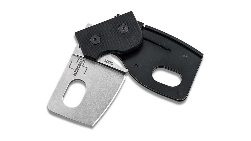 Boker Plus Sprocket Slip Joint Pocket Knife by Henning Marxen, 1.77in, D2 Steel, Stonewash Cleaver Blade, Black G10 Handle, Boxed, 01BO555