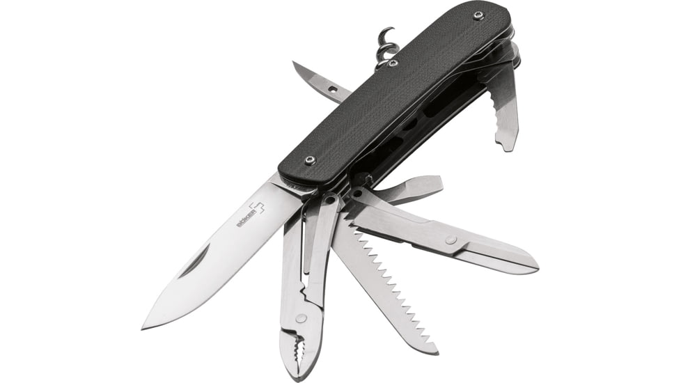 Boker Plus Tech Tool City 4 Folding Knife, 2.75 12C27 Sandvik stainless blade, Black G10 handle, 01BO806