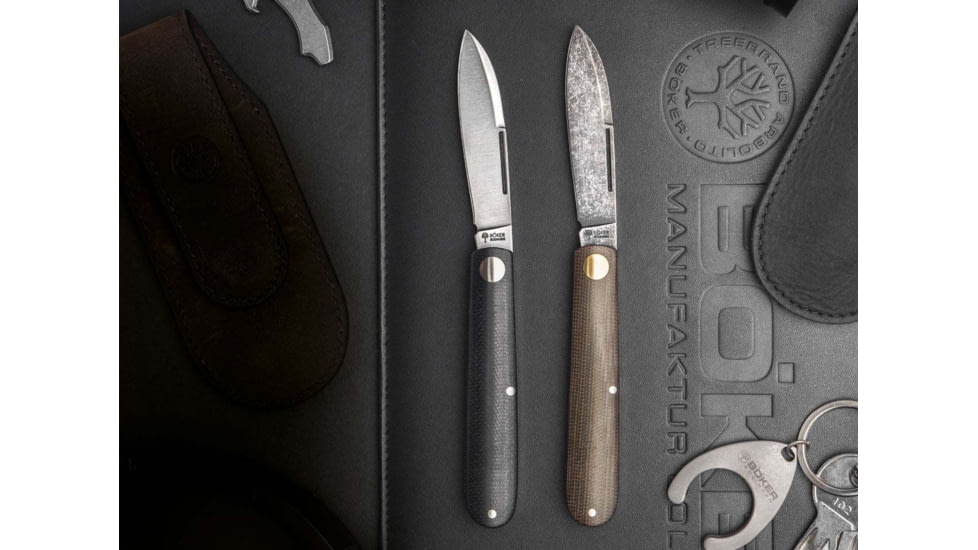 Boker Solingen Barlow Prime EDC Folding Knife, 2.72in, Carbon Steel, Micarta Green Handle, 115942