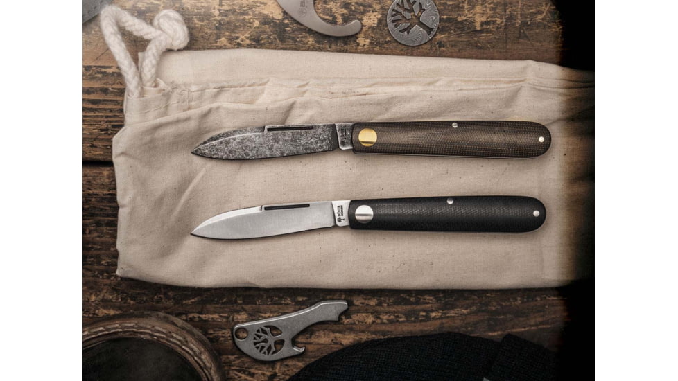 Boker Solingen Barlow Prime EDC Folding Knife, 2.72in, Carbon Steel, Micarta Green Handle, 115942