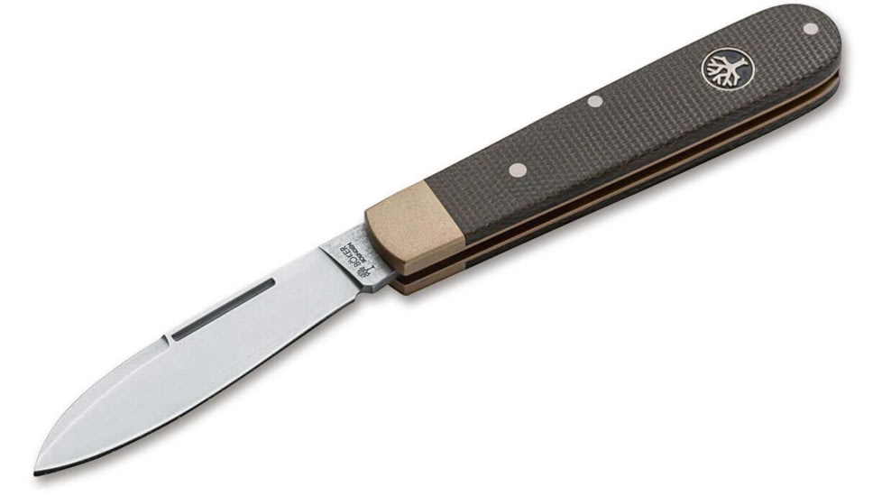 Boker Solingen Barlow Prime Expedition Folding Knife, 2.72in, N690, Micarta, Brass Olive, 112942